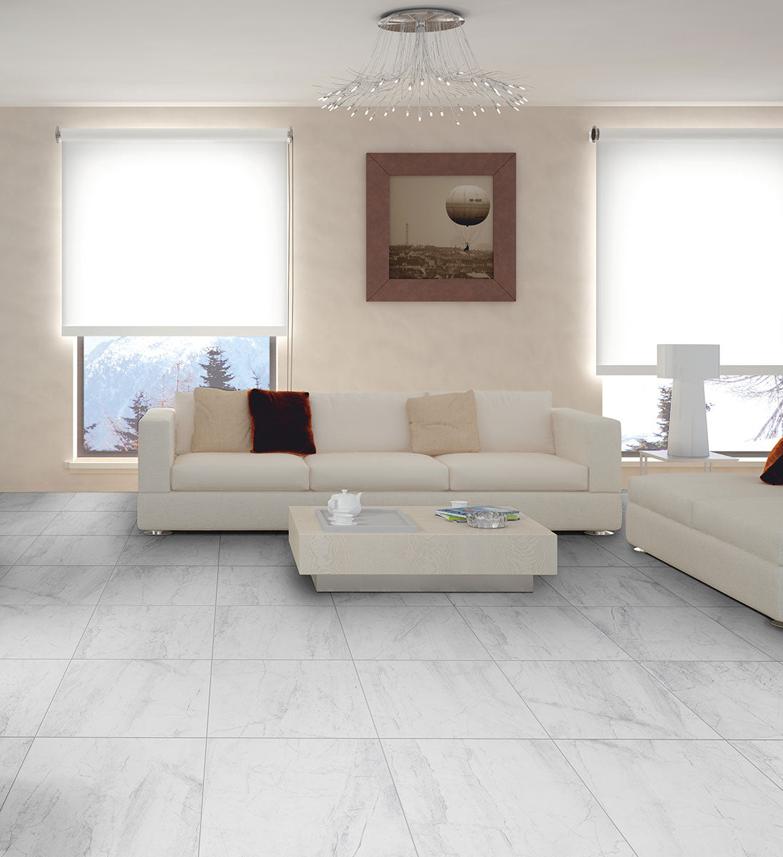 Athena White Marble Smooth 450x900mm