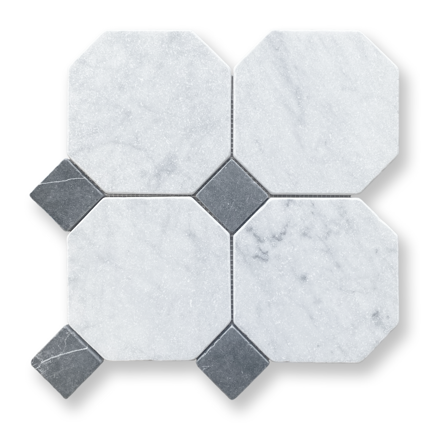 Octagon w/Dot Carrara & Nero Marquina Tumbled