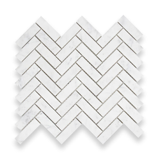 Antiqued Herringbone Carrara C 20x64mm