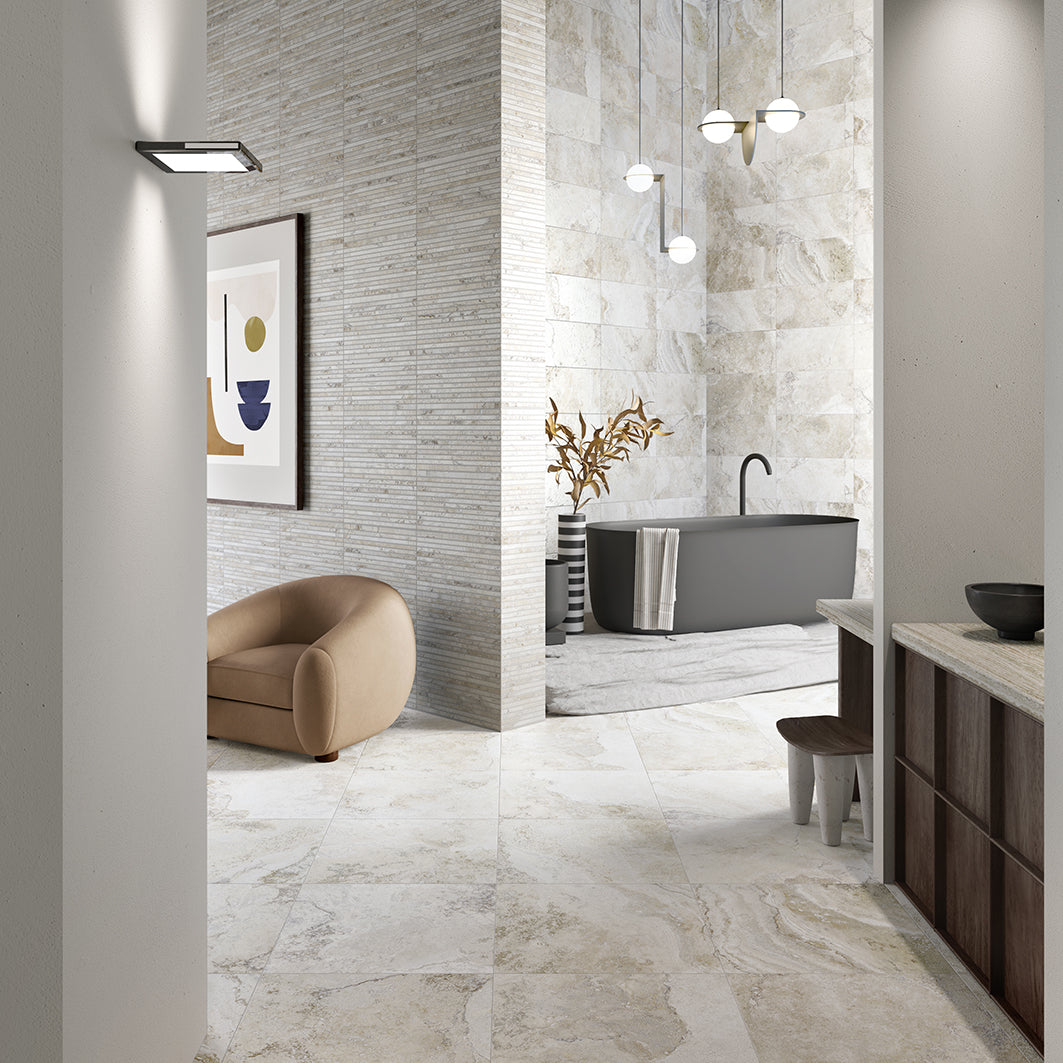 Stoneage 3D Travertine Argento 600x600mm