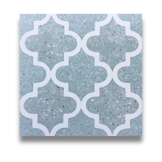 Encaustic Terrazzo White Lantern on Mint 200x200mm