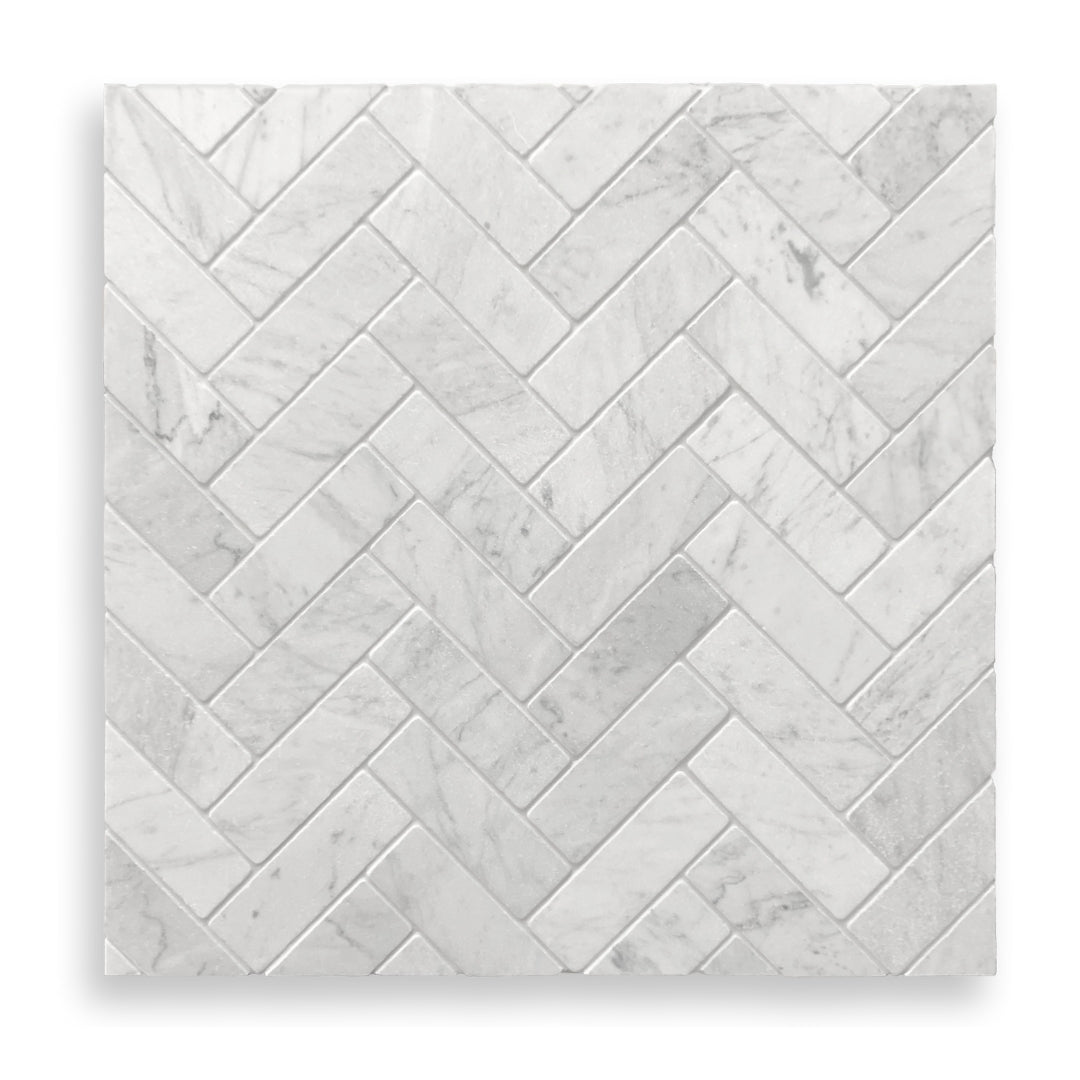 Antiqued Herringbone Carrara