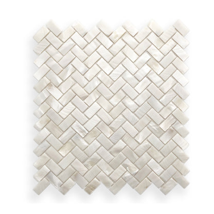 Shell Mosaic Angel White Mother of Pearl Herringbone