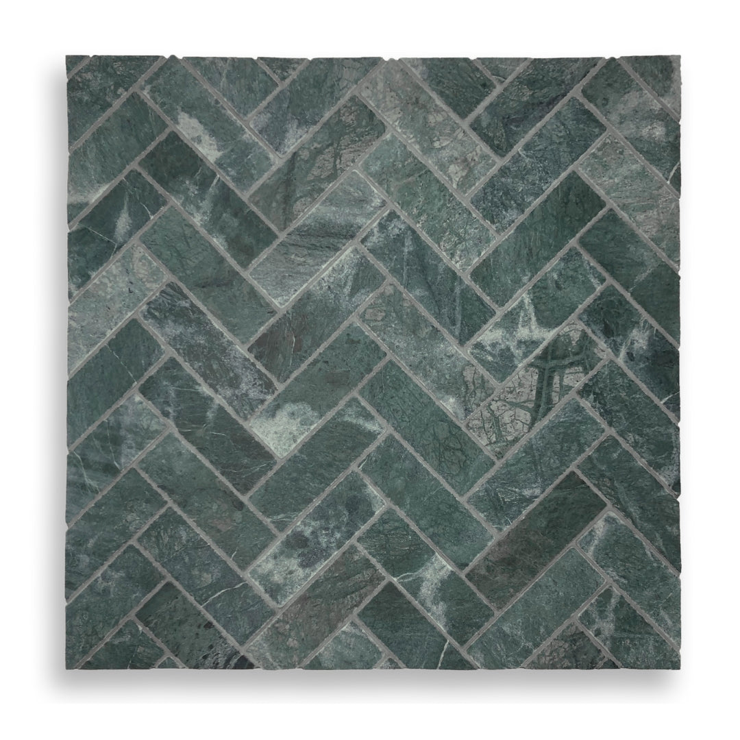 Antiqued Herringbone Taj Green