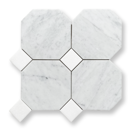 Octagon w/Dot Carrara C & Thassos Honed
