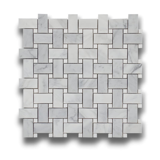 Basketweave Carrara 'D' w/Thassos Dot