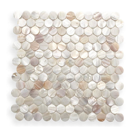 Shell Mosaic Natural Mother of Pearl Penny Round