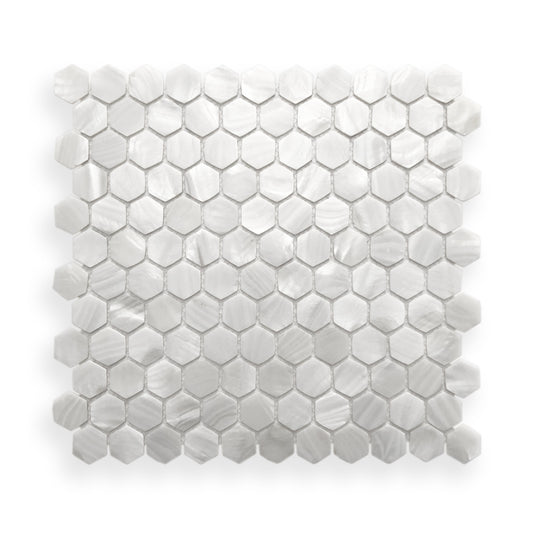 Shell Mosaic Angel White Mother of Pearl Hexagon