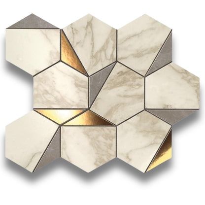 Marvel Edge Gold Gris & Calacatta Mosaic